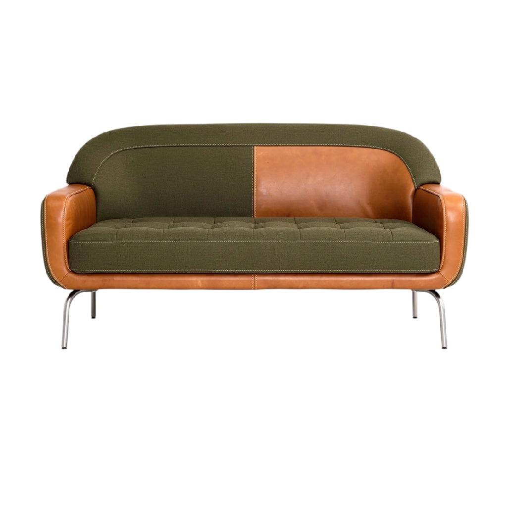 **Canapé moderne en cuir et tissu vert**