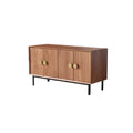**Buffet en bois avec portes striées et poignées rondes**